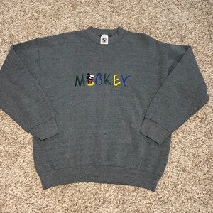 Vintage Mickey & Co. Sweatshirt‎ Mens XL Gray Embroidered Long Sleeve 90s